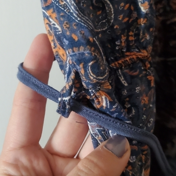 Esmara UK Brand Crochet Back Sinched Waist Tie Size 16 Blue and Orange Abstract. - Picture 4 of 7